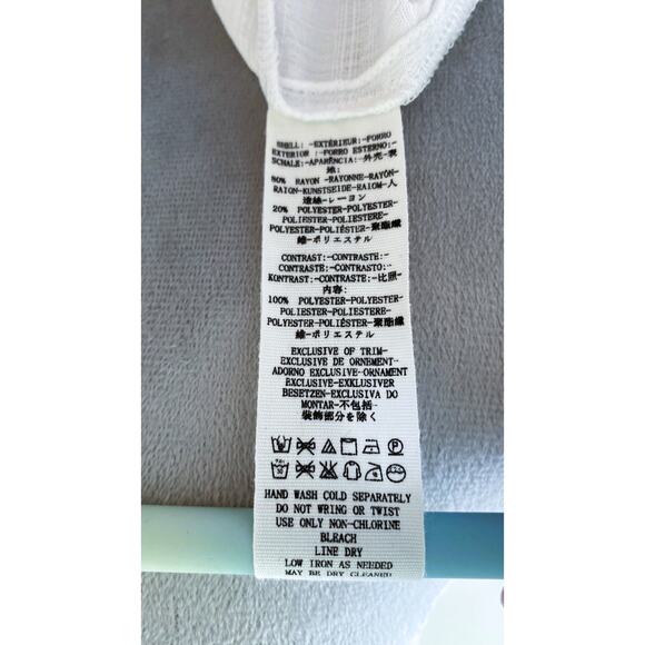 FREE PEOPLE White Western Crosshatch Mesh Tie Front Blouse Size XS - Picture 10 of 11